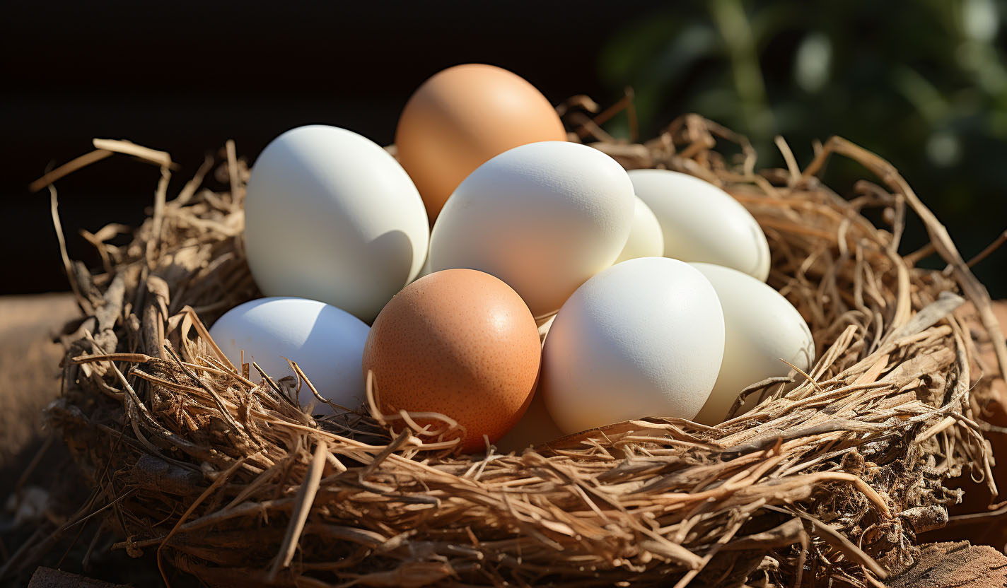 a-nest-of-eggs-sitting-on-top-of-a-wooden-table